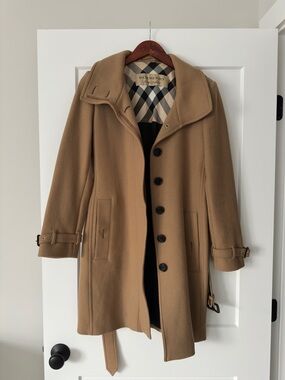 Burberry Camel Wool Pea Coat